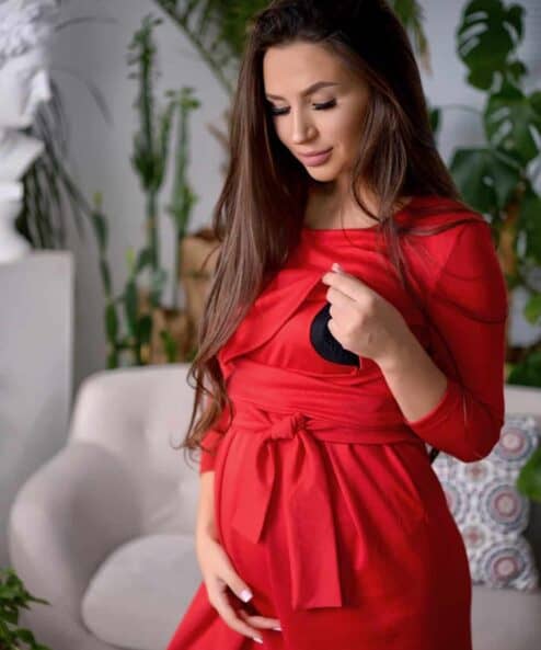 Красное платье для будущих и кормящих мам Millian Красное платье для будущих и кормящих мам Millian — изображение 2
