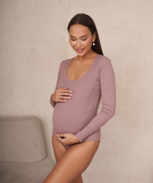 Кофейный боди для беременных и кормящих Pamella New