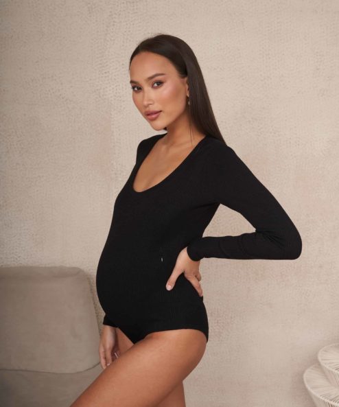 Alternative view of Черный боди для беременных и кормящих Pamella New