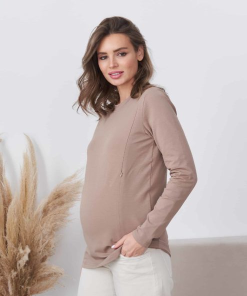 Кофейный лонгслив для будущих и кормящих мам Simple Кофейный лонгслив для будущих и кормящих мам Simple