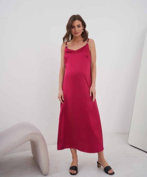 Вишневое платье-комбинация для беременных и кормящих Karmen Вишневое платье-комбинация для беременных и кормящих Karmen — изображение 3