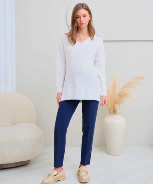 Синие базовые брюки для будущих и кормящих мам Eleganza — изображение 6