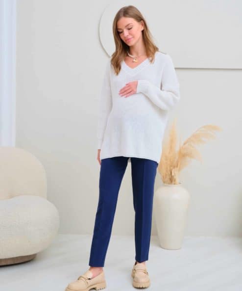 Синие базовые брюки для будущих и кормящих мам Eleganza