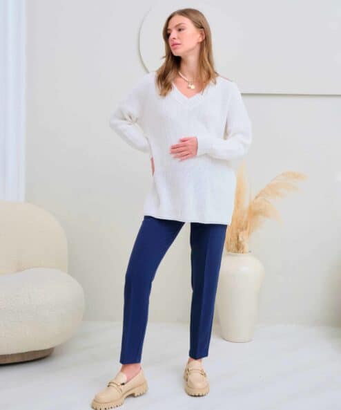 Синие базовые брюки для будущих и кормящих мам Eleganza — изображение 4