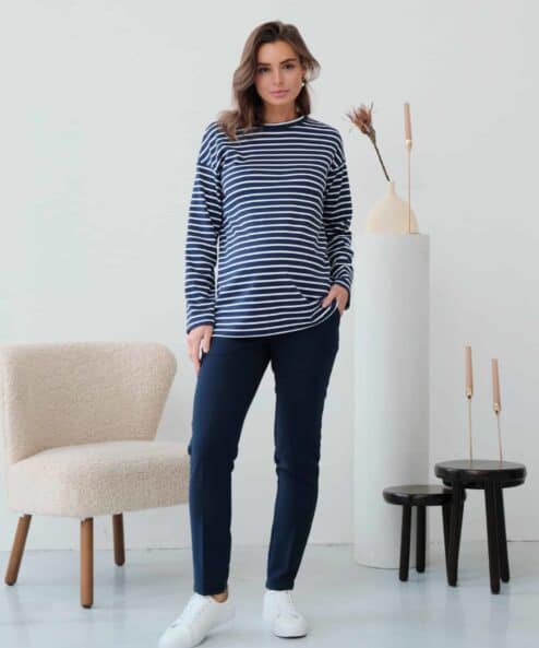 Синие базовые брюки для будущих и кормящих мам Eleganza — изображение 8