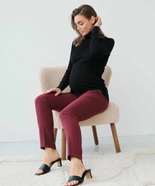 Вишневые базовые брюки для будущих и кормящих мам Eleganza — изображение 8