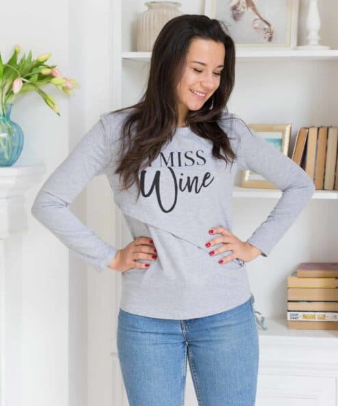 Серый лонгслив для беременных и кормящих мам Miss Wine Серый лонгслив для беременных и кормящих мам Miss Wine — изображение 2