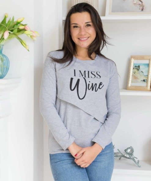 Серый лонгслив для беременных и кормящих мам Miss Wine