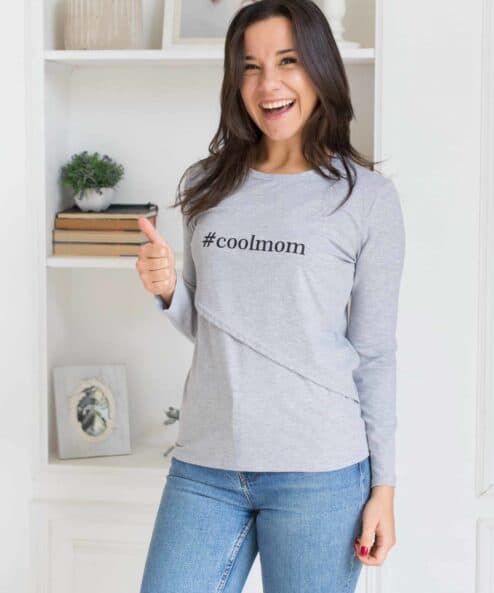 Серый лонгслив для будущих и кормящих мам Cool Mom Серый лонгслив для будущих и кормящих мам Cool Mom — изображение 2