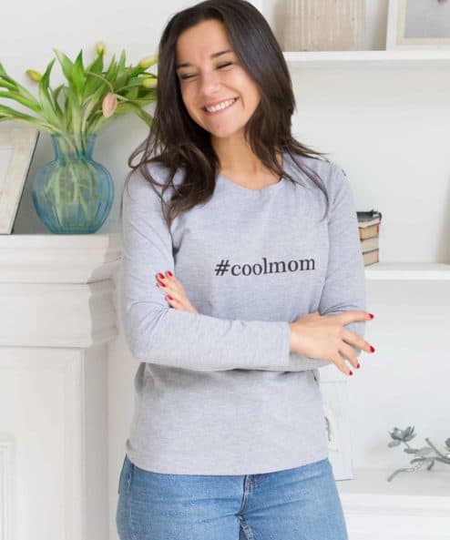 Серый лонгслив для будущих и кормящих мам Cool Mom