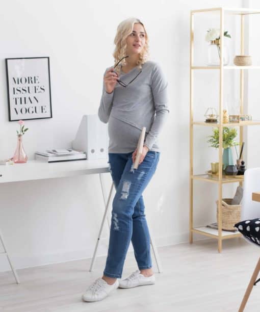 Серый лонгслив для будущих и кормящих мам Cool Mom Серый лонгслив для будущих и кормящих мам Cool Mom — изображение 4