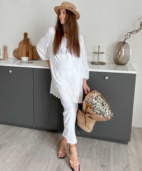 Белые льняные брюки для будущих мам Linen Белые льняные брюки для будущих мам Linen — изображение 4