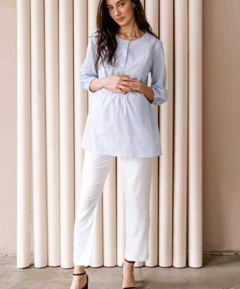 Белые льняные брюки для будущих мам Linen Белые льняные брюки для будущих мам Linen — изображение 5