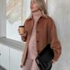Карамельное пальто-рубашка для беременных и кормящих Mishel
