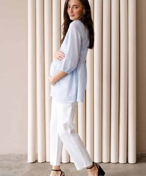 Белые льняные брюки для будущих мам Linen Белые льняные брюки для будущих мам Linen — изображение 6
