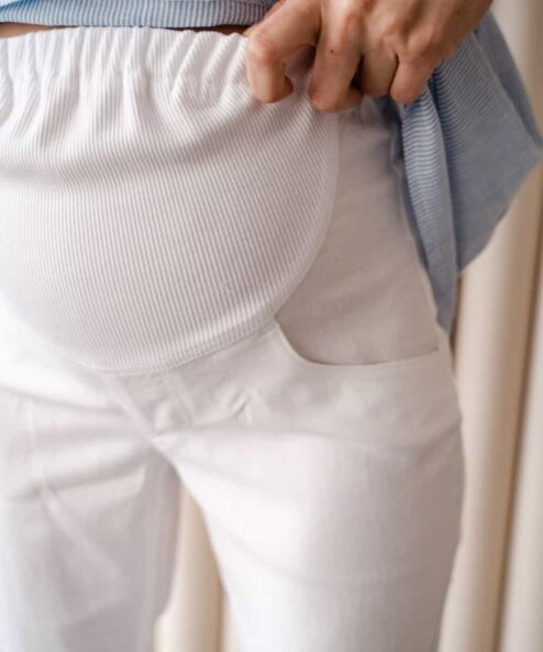 Белые льняные брюки для будущих мам Linen Белые льняные брюки для будущих мам Linen — изображение 2