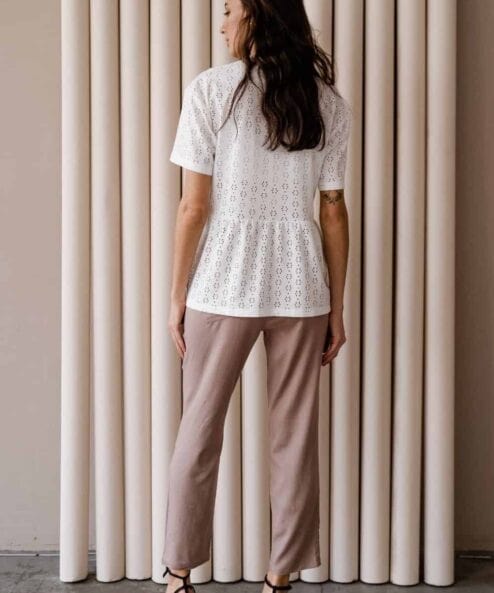 Кофейные льняные брюки для будущих мам Linen — изображение 4