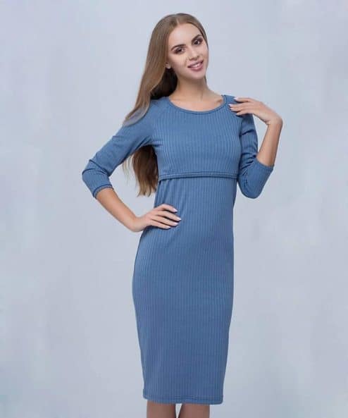 Голубое платье для будущих и кормящих мам Loly Голубое платье для будущих и кормящих мам Loly — изображение 7