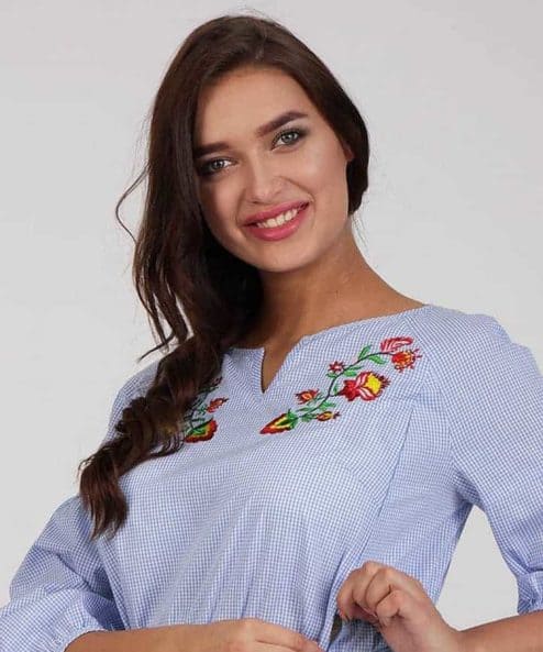 Голубое платье в клетку для будущих и кормящих мам Lada Голубое платье в клетку для будущих и кормящих мам Lada — изображение 7