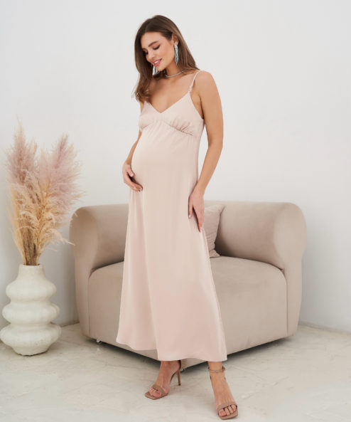 Бежевое платье для будущих и кормящих мам Karmen NEW