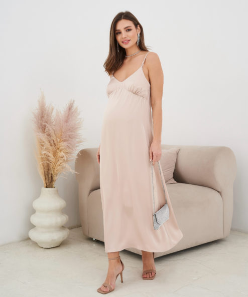 Бежевое платье для будущих и кормящих мам Karmen NEW — изображение 8