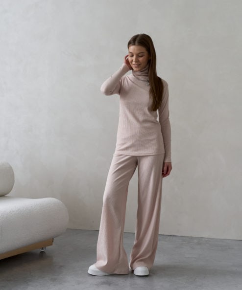 Бежевые брюки для будущих и кормящих мам Soft