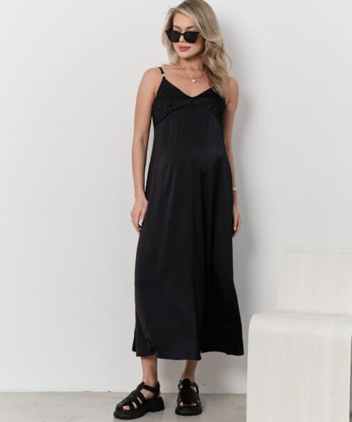 Черное платье для будущих и кормящих мам Karmen NEW