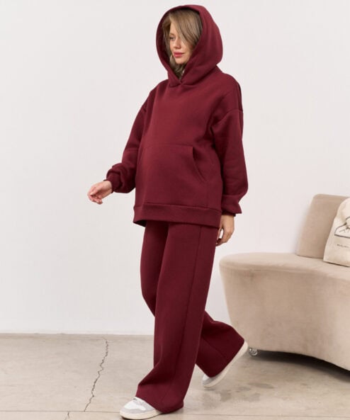 Темно-бордовые теплые брюки для будущих мам Flex Warm