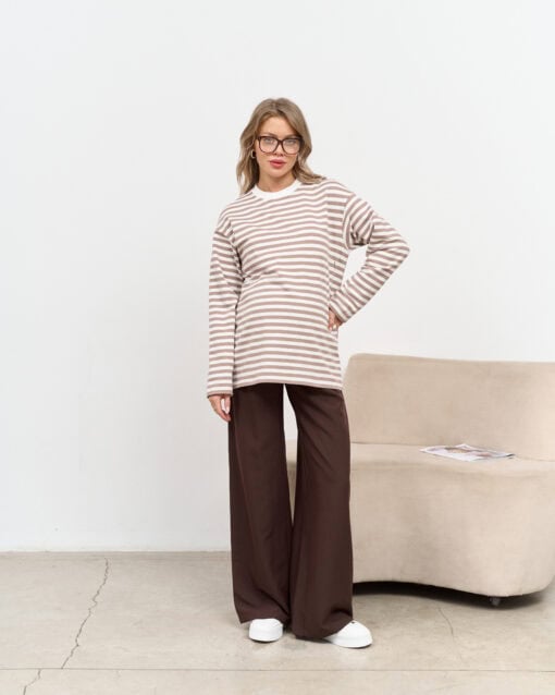 Кофейная тельняшка для будущих и кормящих мам Marina New — изображение 4