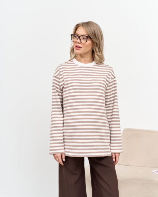 Кофейная тельняшка для будущих и кормящих мам Marina New — изображение 5