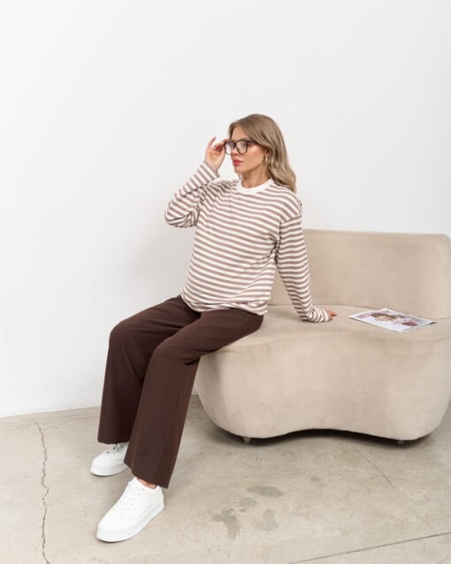Кофейная тельняшка для будущих и кормящих мам Marina New — изображение 3