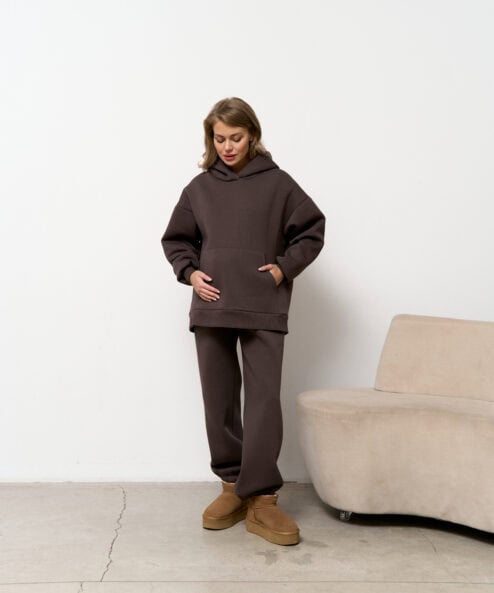 Кофейные теплые брюки для будущих и кормящих мам Trix Warm — изображение 6