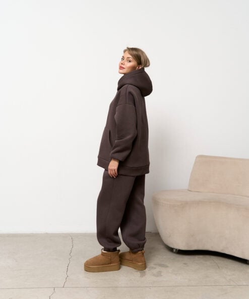 Кофейные теплые брюки для будущих и кормящих мам Trix Warm — изображение 4