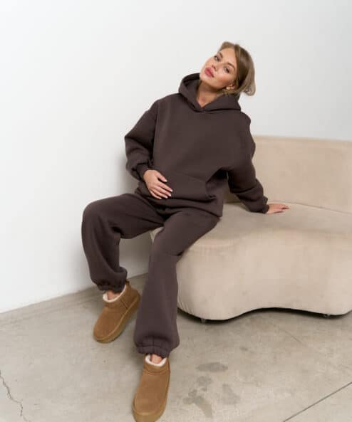 Кофейные теплые брюки для будущих и кормящих мам Trix Warm — изображение 3