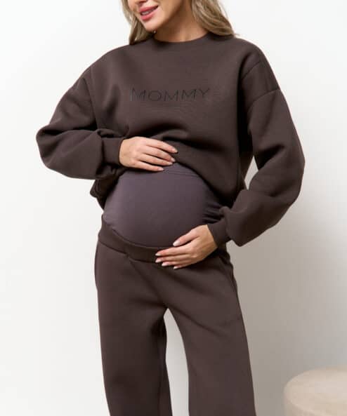 Alternative view of Кофейные теплые брюки для будущих мам Flex Warm