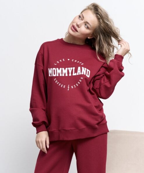 Бордовый свитшот для будущих и кормящих мам Mommyland