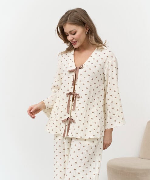 Рубашка с кофейными сердечками Love