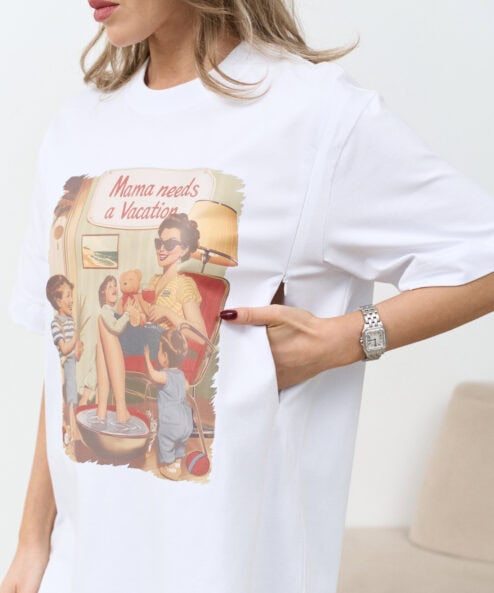 Alternative view of Белая футболка для будущих и кормящих мам Mama needs a vacation