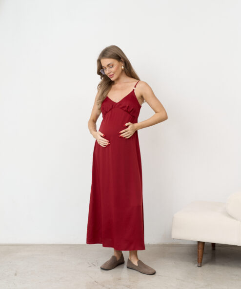 Брусничное платье для будущих и кормящих мам Karmen NEW — изображение 4