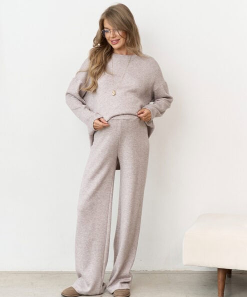 Кофейные теплые брюки для будущих и кормящих мам Trendy