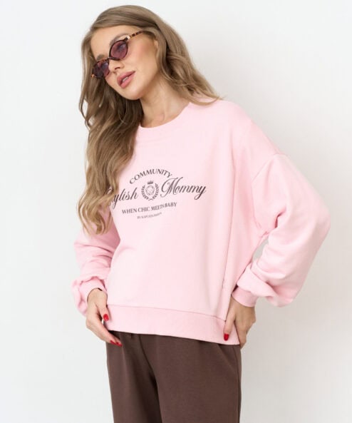 Розовый свитшот для будущих и кормящих мам Stylish Mommy