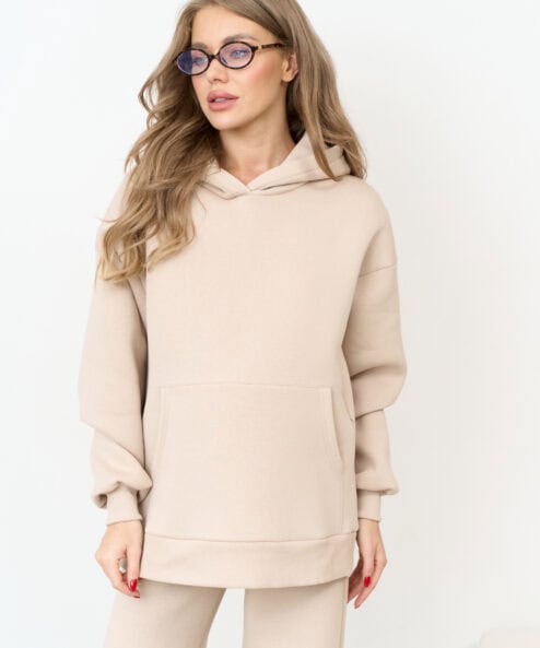 Теплое худи в цвете латте для будущих и кормящих мам Juna Warm