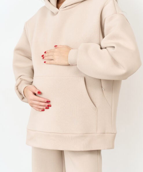 Теплое худи в цвете латте для будущих и кормящих мам Juna Warm Теплое худи в цвете латте для будущих и кормящих мам Juna Warm — изображение 4