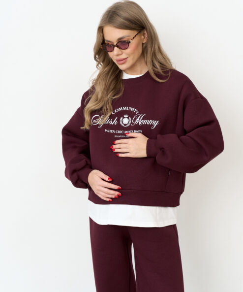 Сливовый теплый свитшот для будущих и кормящих мам Stylish Mommy Сливовый теплый свитшот для будущих и кормящих мам Stylish Mommy — изображение 12