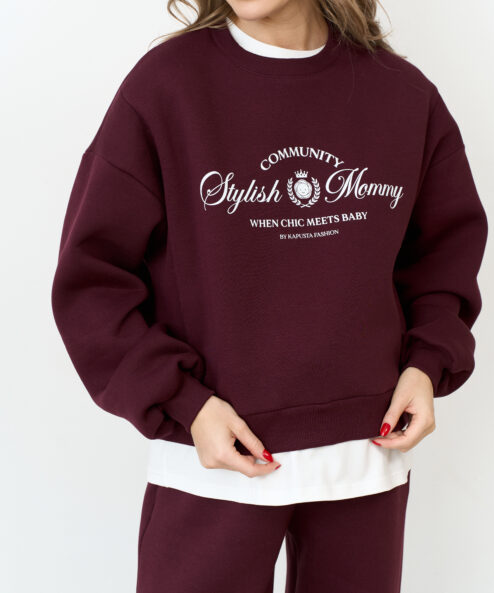 Сливовый теплый свитшот для будущих и кормящих мам Stylish Mommy Сливовый теплый свитшот для будущих и кормящих мам Stylish Mommy — изображение 8
