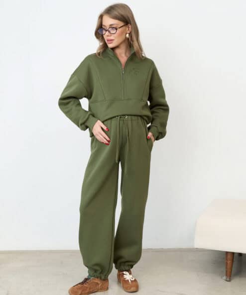 Теплые брюки в цвете хаки для будущих и кормящих мам Trix Warm
