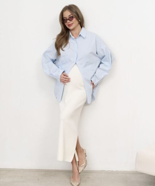Молочная трикотажная юбка в рубчик Peony