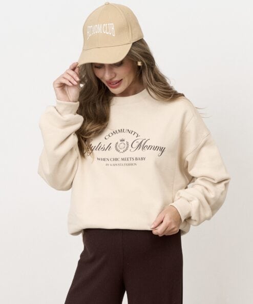 Кремовый свитшот для будущих и кормящих мам Stylish Mommy