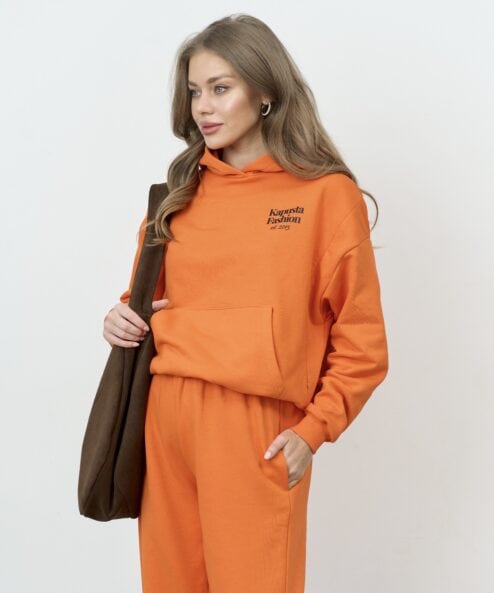 Оранжевое худи для беременных и кормящих мам Kapusta Fashion