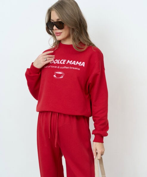 Красный свитшот для будущих и кормящих мам La dolce mama